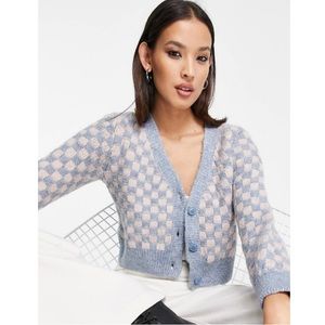 Topshop Kinited Pretty Check Cardigan in Multicolor